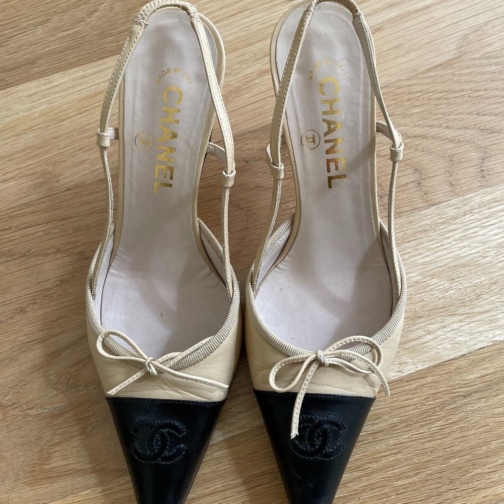 Authentic Chanel slingback mules